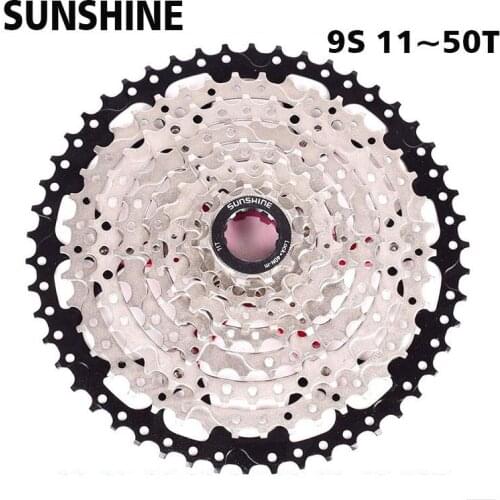 Bicycle Cassette Freewheel SUNSHINE MTB Mountain 9S 9speeds Flywheel Crankset Bicycle Parts with Threaded 11-32T36T40T42T50T