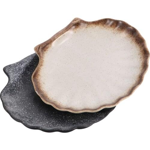 Japanese Ceramic Sushi Plate Creative Shell-Shaped Snack Plate, Western Plate, Fruit Bowl, Salad Bowl, Steak Tray