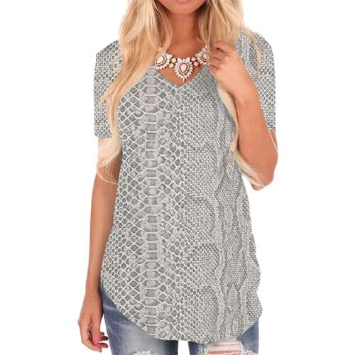 Giyu Brand Snake Skin T Shirt Women Art Tshirts Printed Funny Funny T shirts Harajuku V-neck Tshirt Womens Clothing Hip hop