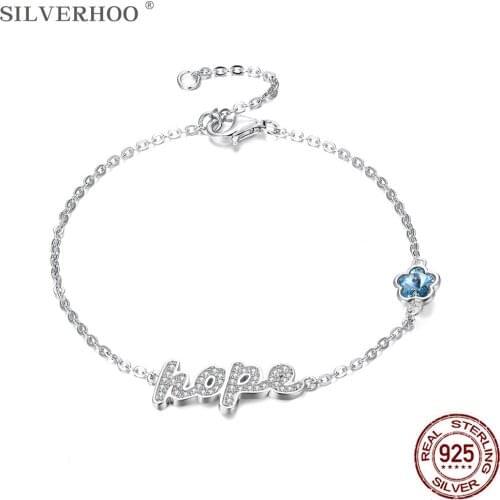 SILVERHOO S925 Sterling Silver Bracelet For Women Austria Crystal Lucky Charm Bracelet Girl Wedding Gift Romantic Fine Jewelry