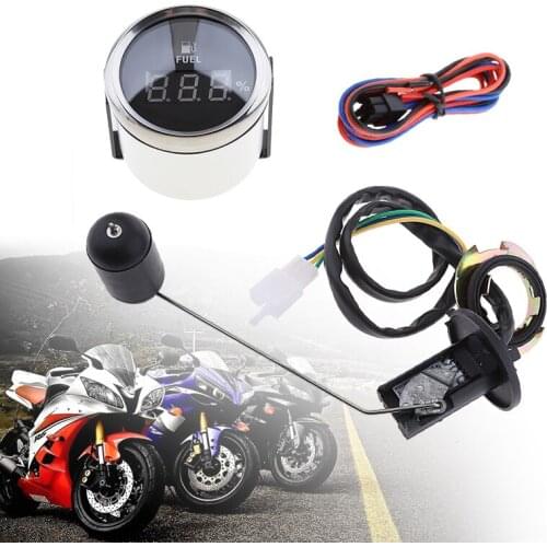 1 Set 2 Inch 52mm 9-32V Pointer Fuel Tank Level Gauge Meter Indicator 0-190ohm with Sensor Kit - Waterproof - Black