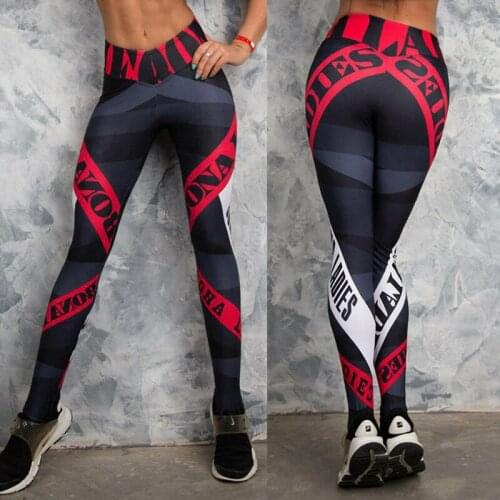 2020 Women Breathable Leggins Fitness Leggings Elastic Female Workout Slim Letter Printed Leggings Running Gym Pants