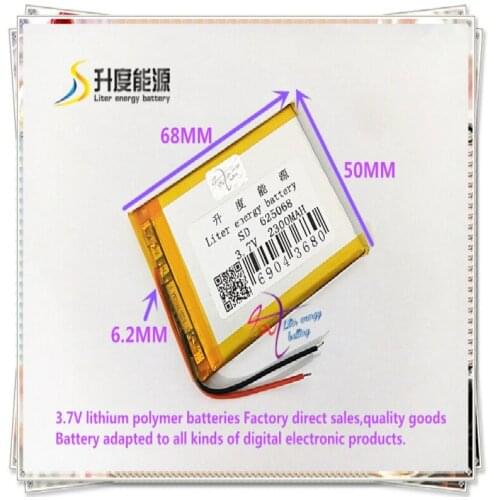 3.7V 2300mAH 625068 polymer lithium ion / Li-ion battery for tablet pc Power bank DVD GPS MP3 MP4 CELL PHONE