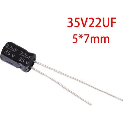 50PCS Higt quality 35V22UF 5X7mm 22UF 35V Electrolytic capacitor