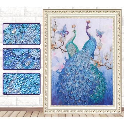 Diamond painting cross stitch 5d new diy shaped frameless diamond painting blue peacock living room bedroom decorative painting
