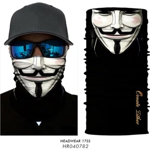 3D braga cuello Bufanda Hombre Bandana Mascarillas Anonymous Halloween Motorcycle Buff Face Shield Balaclava V for Vendetta Mask