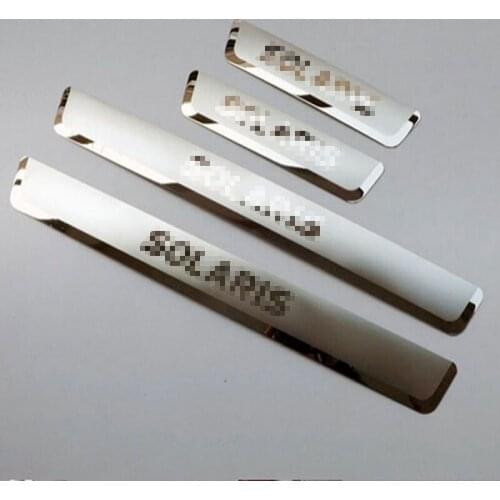 For Hyundai Solaris 2012-2016 Sedan Hatchback Stainless Steel Door Sill Strip Car Styling Stickers Auto Accessories 4 Pcs