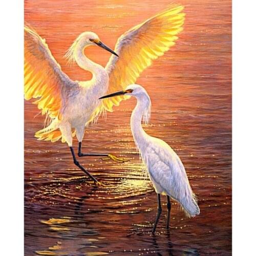 Drill Square&Round Creative Diamond Embroidery Sunset Crane 5D Diy Diamond Painting Cross Stitch Decor Diamond Mosaic Home Gift