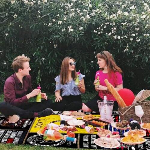 Double-Sides Picnic Blanket Beach Mat Pad Portable Camping Outdoor Mattress Quilt Cotton Velvet Baby Play Crawling Mat