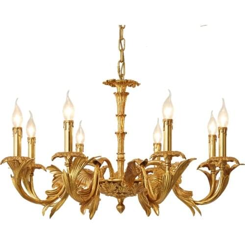 French Restaurant gold chandeliers deluxe Copper Chandelier Lamp led hotel lighting fixture Living Room Luxury Dining Room light