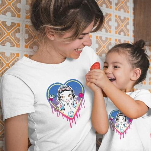 Disney Princess Kawaii Dropship Tee Four Seasons Family Matching Clothes T-shirts Fashion Casual Summer New Color Unisex T Shirt