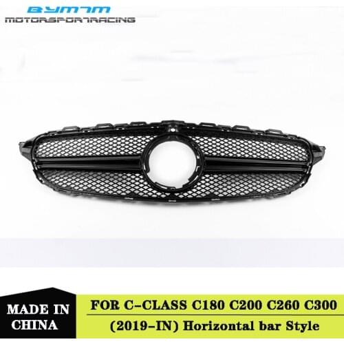 Horizontal bar Style Front Bumper ABS Racing Grille For Benz W205 C180 C200 C260 C300 2019