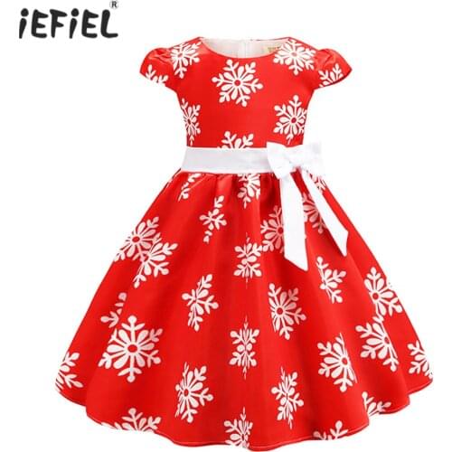 Beauty Cosplay Costume Princess Girls Dress Kids Dresses For Girls Christmas New Year Party Dresses Snowflake Knee Length Dress