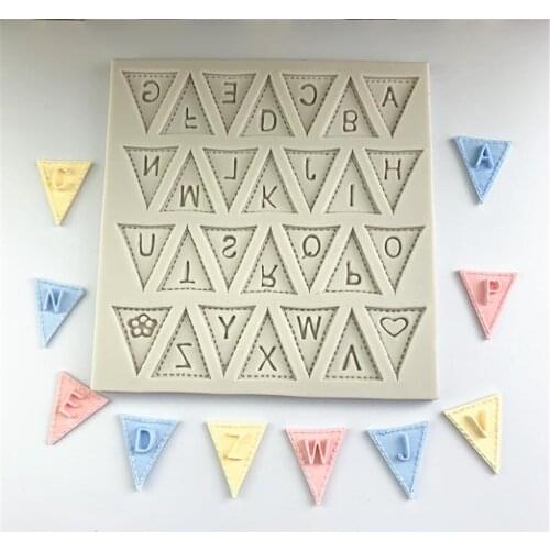 New 50pcs/lot Letters Mold Triangle Alphabet Silicone Baking Mould Cupcake Decorating Tool Fondant Candy Chocolate Gumpaste