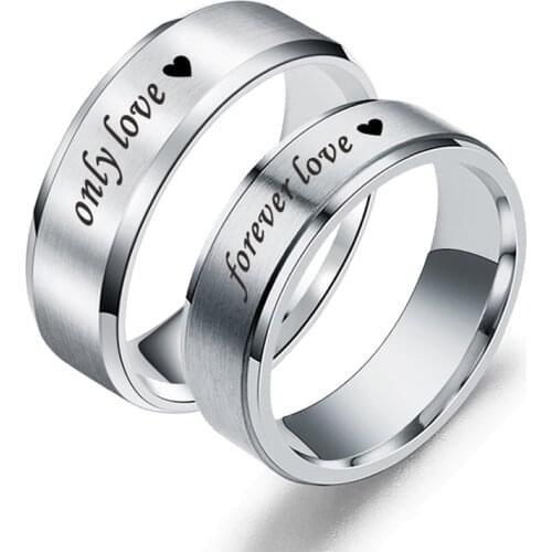 Couple Rings Fashion Stainless Steel Mens and Womens Ring Forever/Only Love Promise Jewelry Accessories Valentines Day Gift