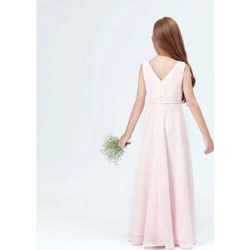 New Style Party Flower V-Neck Girl Wedding Banquet Shoulder Dress Girl Birthday Party Dance Performance Walk-Show Dress