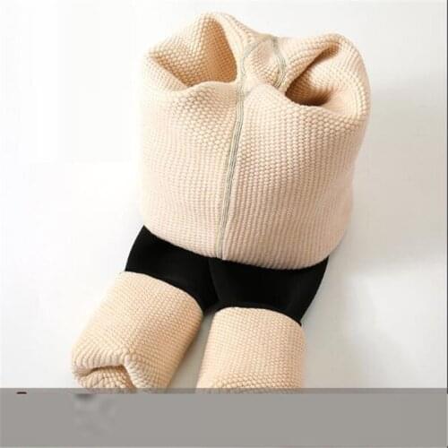 Plush and thickened one-piece cotton pants for womens slim body and extra thick winter high waisted bottomed pants