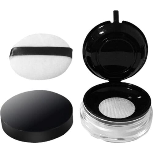 100pcs 15g Empty Plastic Loose Powder Compact Container Makeup Powder Case with Sponge Powder Puff and Elasticated Net Sifter