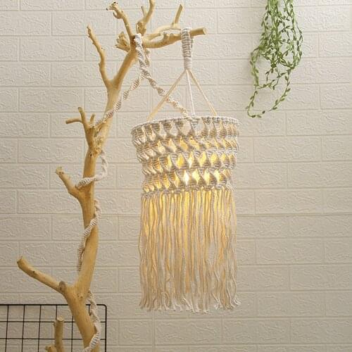 Handmade Wall Tapestry Lampshade Bohemia Macrame Boho Decor Handcraft Tassel Tapestry Background Headboard Wall Hanging Decor #A