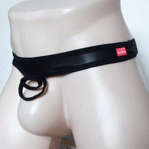 Sexy Men Wet Look Open Butt G-String with Penis Lifting Rings T-Back Mankini Underwear Gay Fetish Lingerie