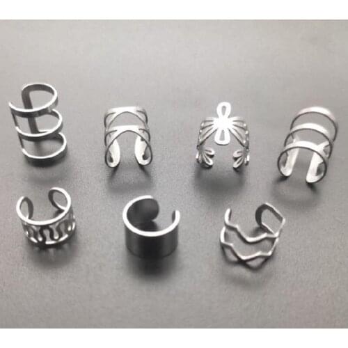 1pcs 3D Surround Stainless Steel Earrings Ear Clip Ear Bone Cartilage No Pierced No Puncture Hip Hop Daily Jewelry For Women