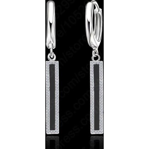 Pure Cubic Zirconia 925 Silver Intellectual Smooth Comfortable Wear Long Buckle Type Earrings Party Festival Gift