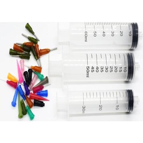 SMT SMD PCB Solder Paste Adhesive 30CC~60CC Glue Liquid Dispenser +20pcs Dispensing Needle Welding Fluxes For Welding Tools