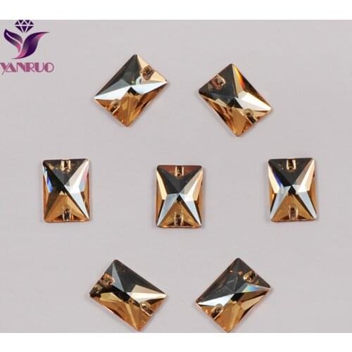 YANRUO 3250 Rectangle GSHA Gold Glass Rhinestones for Sewn Fabric Gymnastic Ritmic Dress Needlework Glitter Stones