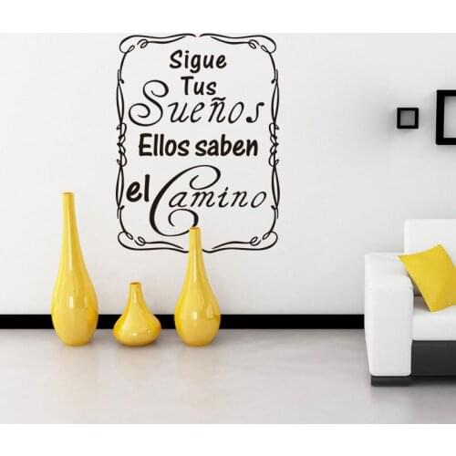 Stickers Sigue Tus Suenos Vinyl Wall Decal Spanish Quote Mural Art Wallpaper Living Room Home Decor Poster 28 cm x 38 cm