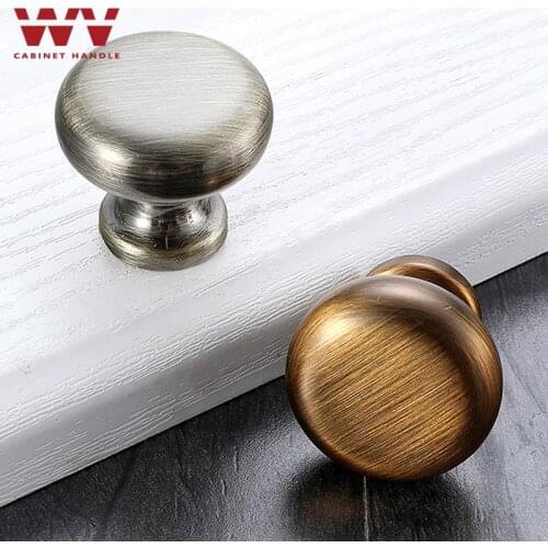 WV American Brass Yellow Bronze Round Single Hole Handles Cabinet Door Cabinet Drawer Knobs Modern Furniture Wardrobe Pulls 641