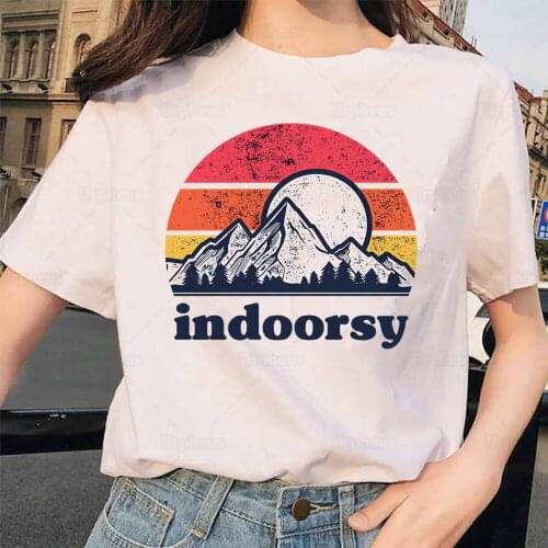 Funny Indoorsy T Shirt Sarcasm Camping Sayings Socially Awkward Graphic Cotton Tees