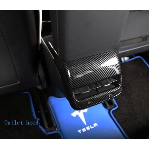 For Tesla model 3 2017-2021 Rear armrest box ABS Carbon fiber decorative shape Interior decoration Auto Accessories