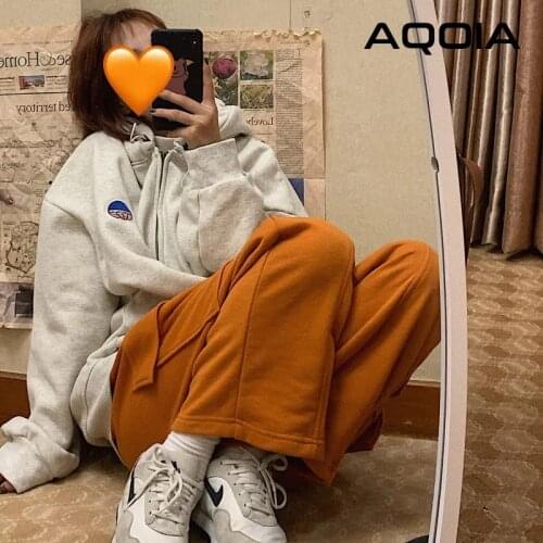 Autumn Streetwear Letter Printing Womens Hoodies Sweatshirt Zip-Up Oversize Loose Warm Women Hoodies 2020 INS Female Pullovers