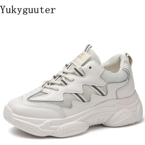 Women Sneakers Running Shoes Outdoor Sports Breathable Mesh Fashion Chunky Boots Thick Sole Female Lace Up Walking Jogging