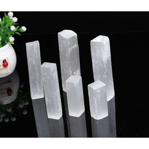 1PC 100% Natural Gypsum Selenite Plaster Slice Cuboid Shape Crystal Raw Reiki Energy Making White Healing Stone Home Decoration