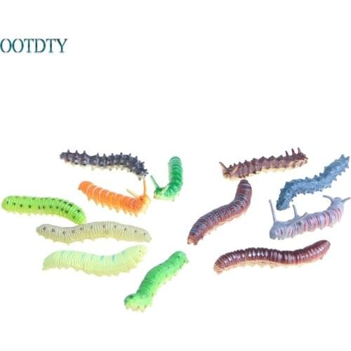 12Pcs Twisty Worm Realistic Fake Caterpillar Insect Educational Trick Toy Plastic #046