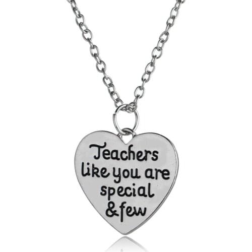 12PC Wholesale Teachers Necklace Teacher Appreciation Gift Teachers Like You Are Special&Few Heart Pendant Love Heart Link Chain