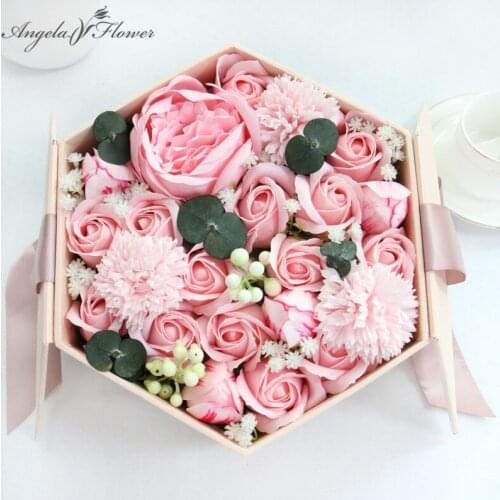 2021 Surprise Creative Hexagonal Gift Box+Soap Flowers+Gift Gag Wedding Ornaments Mothers Day Valentines Day Gift Dropshipping
