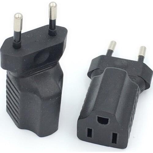European to USA AC Adapter, Europe 2Pin Male to Nema 5-15R AC Converter,CEE7 2Pin Male to USA Female