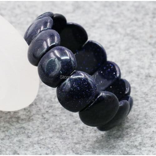 14x18mm Accessories Blue Sandstone Bracelet Hand Chain Glass Lucky Stone 7inch Women Girls Gifts Fashion Jewelry Making Design
