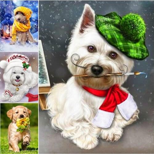 5D DIY Full Square/Round Diamond Painting Animal Dog Diamond Embroidery Cross Stitch Kit Rhinestone Home Decoration Gift Picture