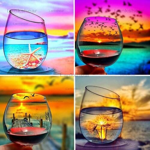 New Design 5D DIY Diamond Paintings with Cup Scenery for Living Room Decoration Masion Art Colorful Abstract Figure Diamond