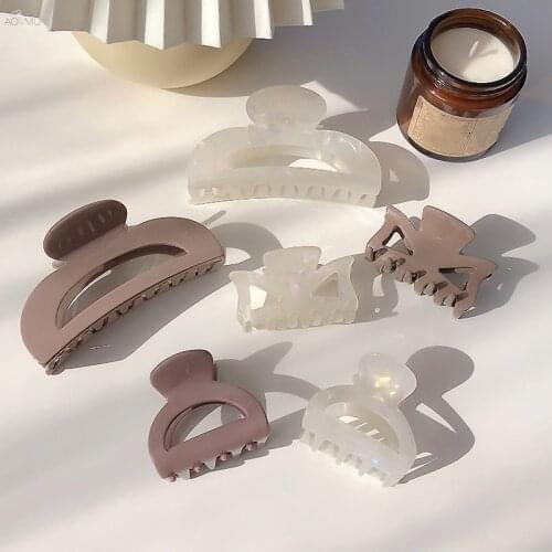 AOMU 2021 New Fashion Acetate Acrylic Hair Claw Geometric Hollow Hair Clip Hair Clamps Crab for Women Hair Accessories