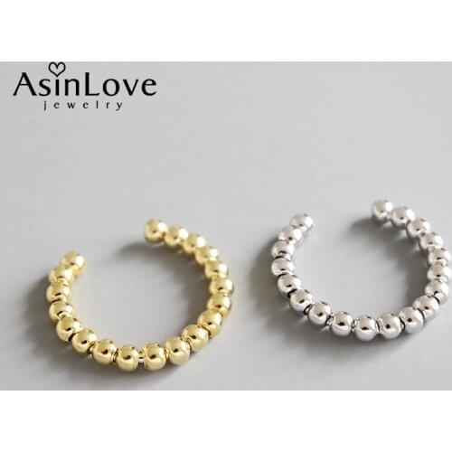 AsinLove Real 925 Sterling Silver Geometric Round Beading Rings for Women 18K Gold Creative Handmade Designer Fine Jewelry Gift