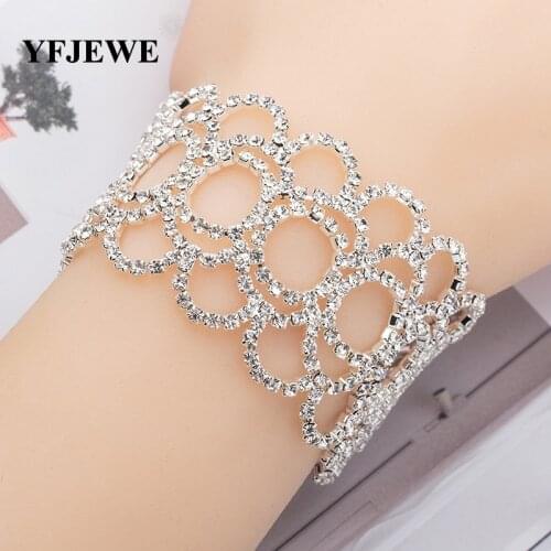 YFJEWE New Luxury Austrian Crystal Bracelet for Women Silver Color Fashion Charm Bijoux Bracelets Wedding Accessories B155