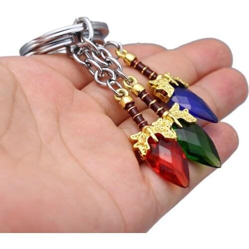 DOTA 2 Keychain Aghanims Scepter Key chain 3 Color Crystal Key Ring Llavero Chaveiro Pendant Keychains Men Jewelry HC12208