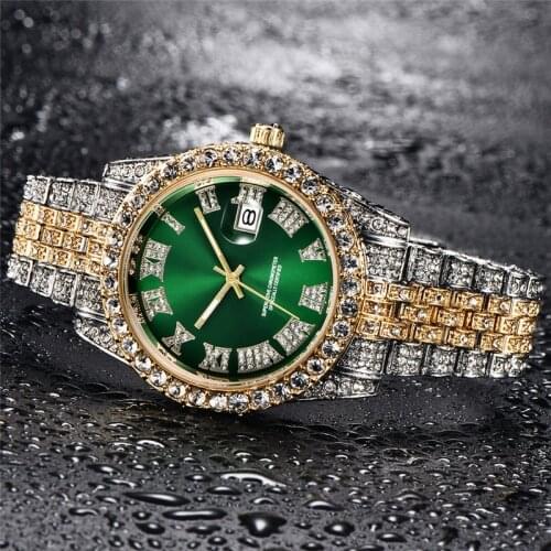 D&Z Iced Out Watch With Box Luxury Style Full Diamond Mens Watches AAA CZ Quartz Mens Watch Waterproof Hip Hop Male Clock Gift