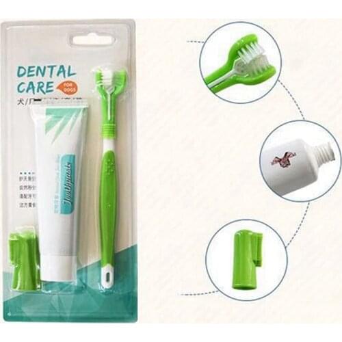 Pet Toothbrush Set Hot Puppy Vanilla/Beef Taste Toothbrush Toothpaste Dog Cat Finger Tooth Back Up Brush Care Wholesales