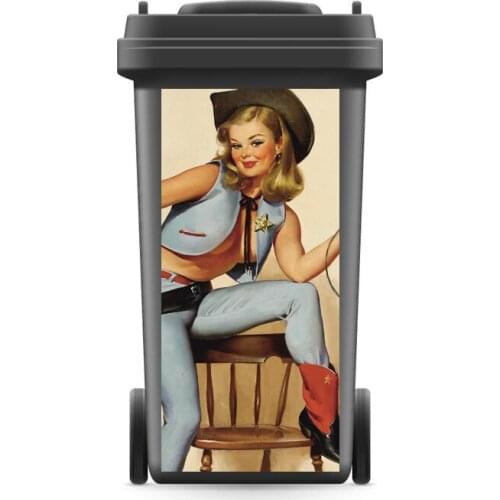 DIY Creative 3D Rubbish Bin Sticker Cowgirl Wall Mural Wall Print Decal Removable self adhesive Kitchen Accessories