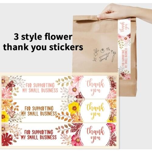 Long Style Flower Thank You Stickers Seal Labels Thank You For Supporting My Small Business For Gift Decor Stationery Labels